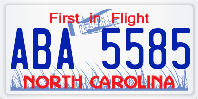 NC license plate ABA5585