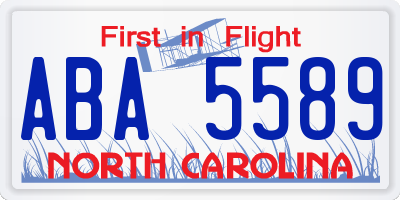 NC license plate ABA5589