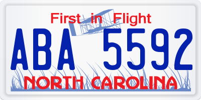 NC license plate ABA5592