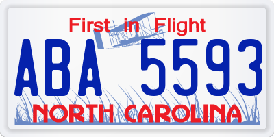 NC license plate ABA5593