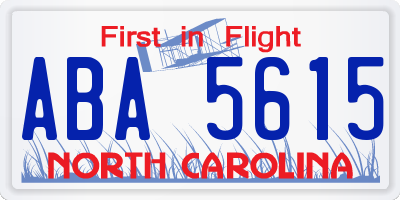 NC license plate ABA5615