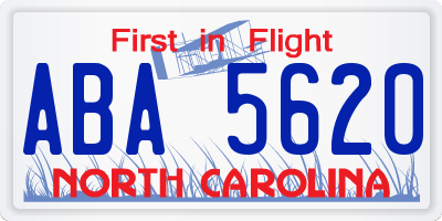 NC license plate ABA5620