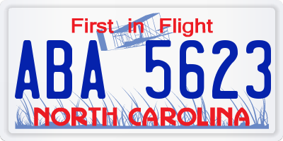 NC license plate ABA5623