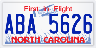 NC license plate ABA5626