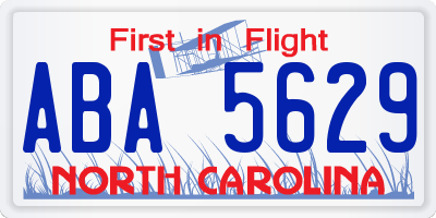 NC license plate ABA5629