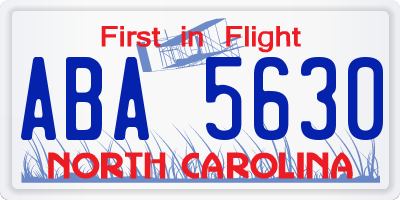 NC license plate ABA5630
