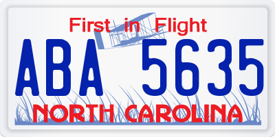 NC license plate ABA5635