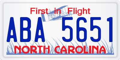 NC license plate ABA5651