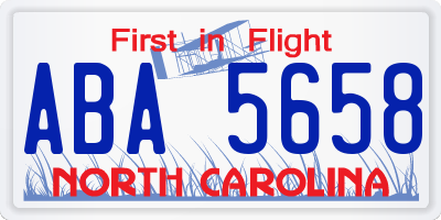 NC license plate ABA5658