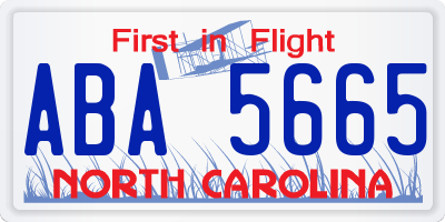 NC license plate ABA5665