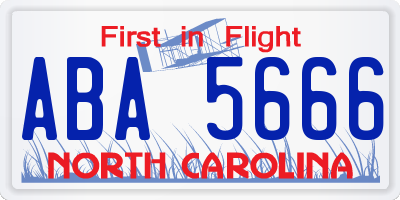 NC license plate ABA5666