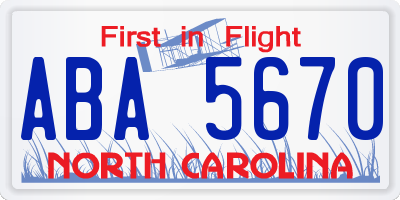NC license plate ABA5670