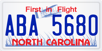NC license plate ABA5680