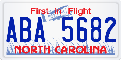 NC license plate ABA5682