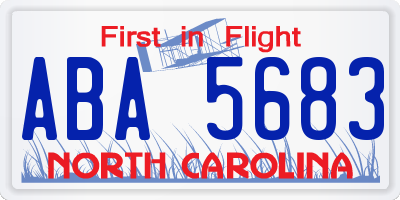 NC license plate ABA5683