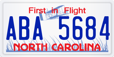 NC license plate ABA5684