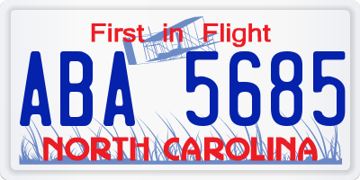NC license plate ABA5685