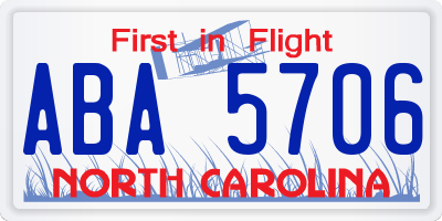 NC license plate ABA5706