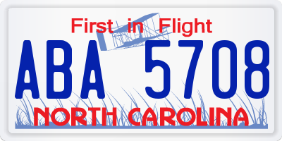 NC license plate ABA5708