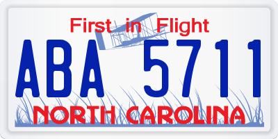 NC license plate ABA5711