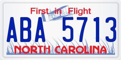 NC license plate ABA5713