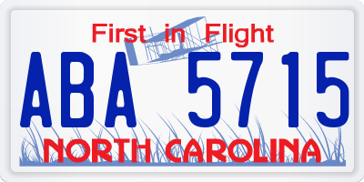 NC license plate ABA5715