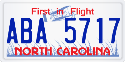 NC license plate ABA5717