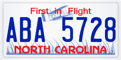 NC license plate ABA5728