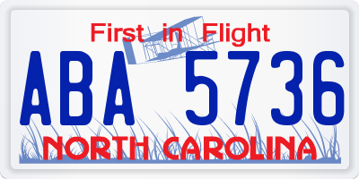 NC license plate ABA5736