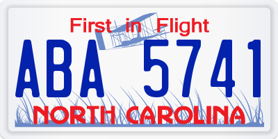 NC license plate ABA5741