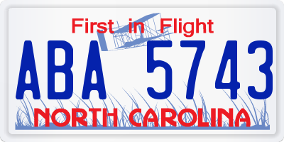 NC license plate ABA5743