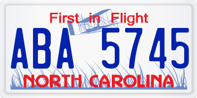 NC license plate ABA5745