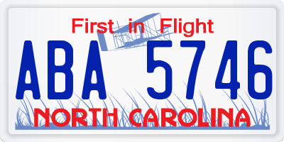 NC license plate ABA5746