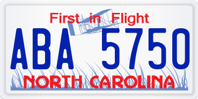 NC license plate ABA5750