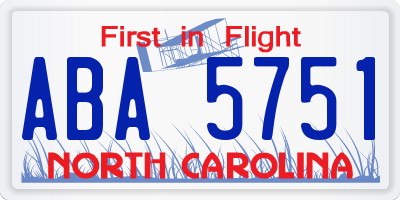NC license plate ABA5751