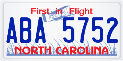 NC license plate ABA5752