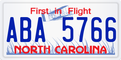 NC license plate ABA5766