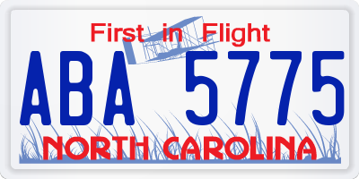 NC license plate ABA5775