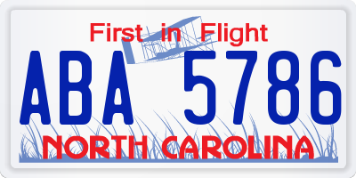 NC license plate ABA5786