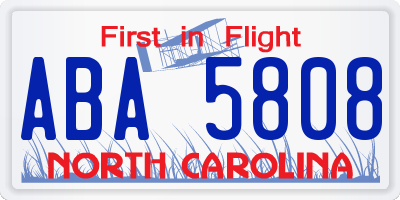 NC license plate ABA5808
