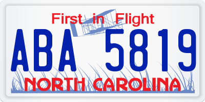 NC license plate ABA5819