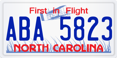 NC license plate ABA5823