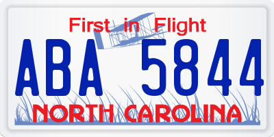 NC license plate ABA5844