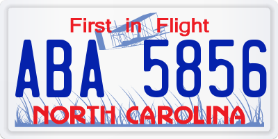 NC license plate ABA5856