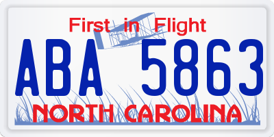 NC license plate ABA5863