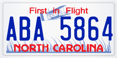NC license plate ABA5864