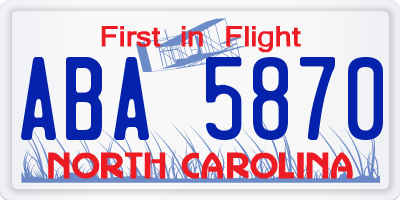 NC license plate ABA5870