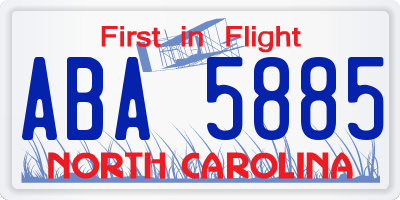 NC license plate ABA5885