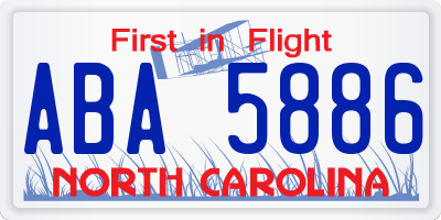 NC license plate ABA5886