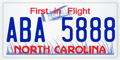 NC license plate ABA5888